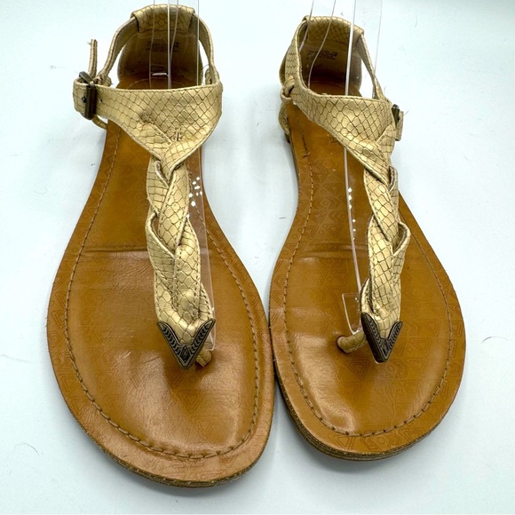Minnetonka Champagne Tan Braided Thong Sandals Size 10 UVGC - Picture 1 of 7
